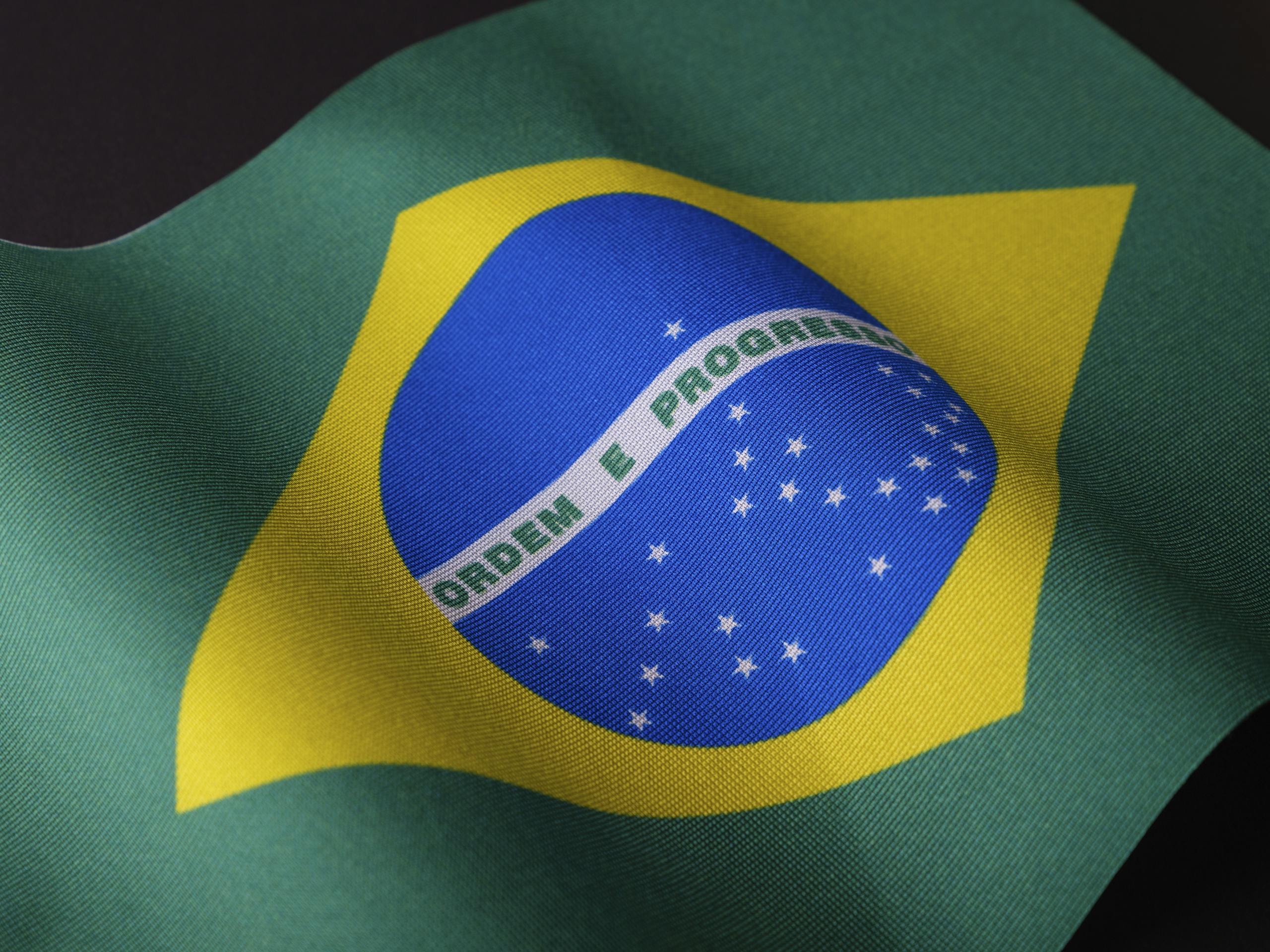 Detailed image of the Brazilian flag showcasing vibrant colors and emblem.